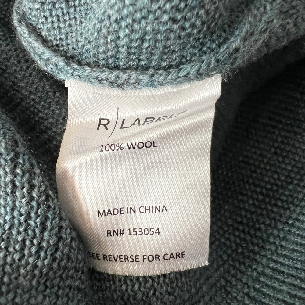 R Label Wool Knit Dolman Sleeve Sweater S/M‎ Blue Crewneck Minimalist Boxy Top - Picture 6 of 7